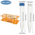 15ml Plastic Centrifuge Tubes with Caps - 100 Pack