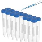 15ml Plastic Centrifuge Tubes with Caps - 100 Pack