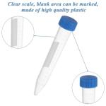 15ml Plastic Centrifuge Tubes with Caps - 100 Pack