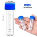 200PCS 5ml Plastic Sample Vials with Screw Caps