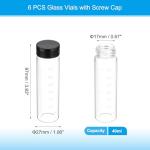 6pcs 40ml Clear Glass Vials with Caps