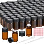 100 Packs Amber Glass Essential Oil Sample Bottles