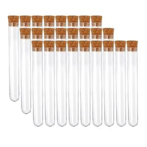 25Pcs Clear Plastic Test Tubes with Cork Stoppers