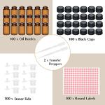 100 Packs Amber Glass Essential Oil Sample Bottles