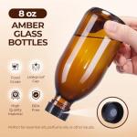 24 Pack Amber Glass Bottles with Lids 8 OZ