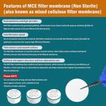 200 Pcs MCE Membrane Filters, 0.22µm, 25mm