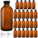 24 Pack Amber Glass Boston Round Bottles