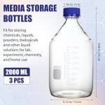 Remerry 2000ml Glass Media Storage Bottles - 3 Pack