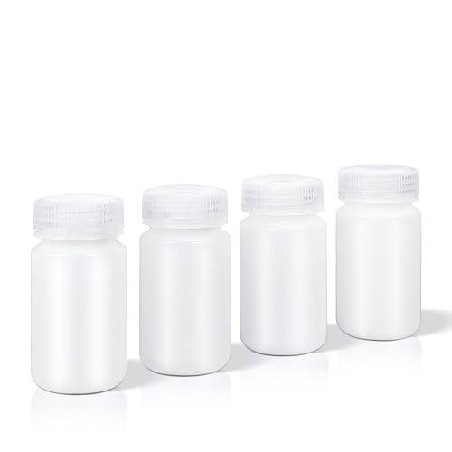 4 oz Airtight Plastic Bottles with Caps, 4 Pcs