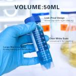 50ml Plastic Centrifuge Tubes with Screw Caps - 50 PCS