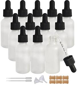 12 PCS 1 oz Frosted Glass Dropper Bottles