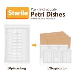 Sterile 90mm Plastic Petri Dishes with Lids - 120 Pack