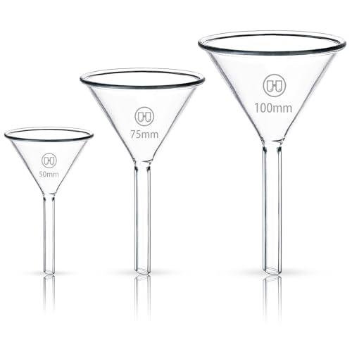 HUAOU 3-Piece Borosilicate Glass Funnel Set