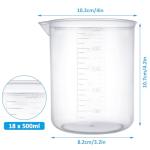 18 Pack 500 ml Plastic Beakers with Graduations