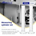 100ml Graduated Glass Measuring Cylinder - 4 Pack