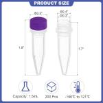 1.5ml Plastic Cryogenic Vials with Purple Caps - 200 pcs