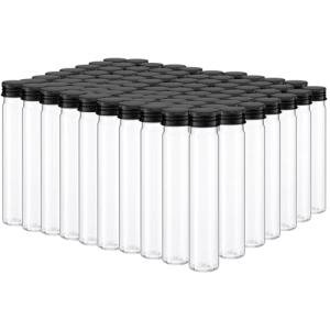 80 Pcs Clear Flat Plastic Test Tubes with Caps