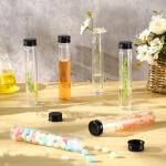 80 Pcs Clear Flat Plastic Test Tubes with Caps
