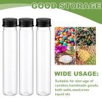 80 Pcs Clear Flat Plastic Test Tubes with Caps