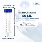 LabXcel 50ml Conical Centrifuge Tubes - 50pcs