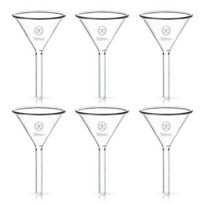 6-Pack Mini Glass Funnels for Lab and Kitchen