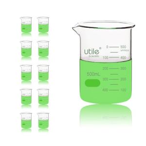 10-Piece Glass Beaker Set, 500ml with Scale