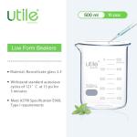 10-Piece Glass Beaker Set, 500ml with Scale