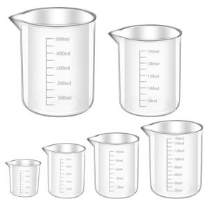 Set of 6 Graduated Plastic Beakers for Labs