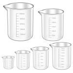 Set of 6 Graduated Plastic Beakers for Labs