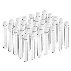 50 Clear Plastic Test Tubes with Caps - 50pcs