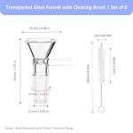 6 Pack Glass Funnels with Brushes - 14mm