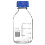 Clear Graduated Glass Bottle with GL45 Cap, 500ml