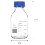 Clear Graduated Glass Bottle with GL45 Cap, 500ml