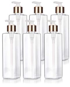 Clear Plastic PET Square Bottles with Gold Pumps
