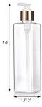 Clear Plastic PET Square Bottles with Gold Pumps