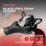 Black Vinyl Exam Gloves, Powder Free, Latex Free