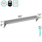 10" x 60" Stainless Steel Wall Shelf