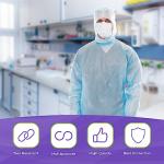 Blue Disposable Isolation Gown, Large, Pack of 100