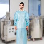 Blue Disposable Isolation Gown, Large, Pack of 100