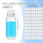 100 Pcs 16oz Plastic Lab Sample Bottles