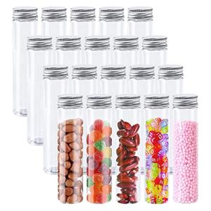20 Clear Plastic Test Tubes with Caps - 115ml