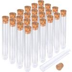 25 Clear Plastic Test Tubes with Cork Stoppers