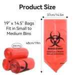 200 Pack Medical-Grade Biohazard Waste Bags