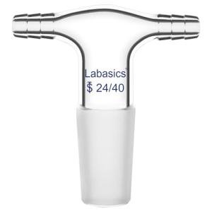 Labasics Glass T-Shape Vacuum Adapter with Dual Inlet
