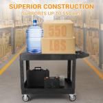 Heavy Duty Plastic Utility Service Cart, 2 Tier