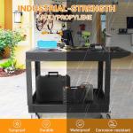 Heavy Duty Plastic Utility Service Cart, 2 Tier