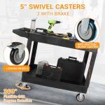 Heavy Duty Plastic Utility Service Cart, 2 Tier
