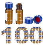 2mL Autosampler Vials with Blue Screw Caps, 100 Pack