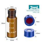 2mL Autosampler Vials with Blue Screw Caps, 100 Pack