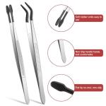 PVC Coated Rubber Tipped Precision Tweezers Set